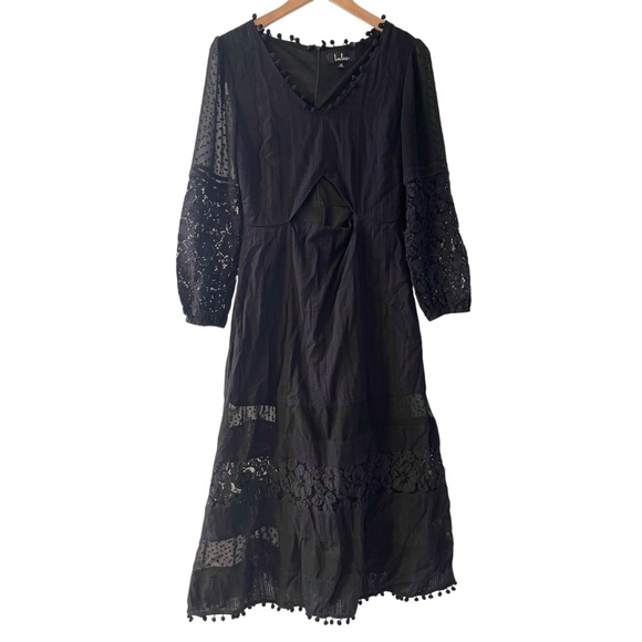 ❤️ Lulus ‘Modern Menagerie’ Black Lace Cutout Midi Dress - Picture 5 of 12